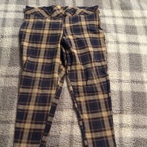 Plaid Leggings in Navy and Tan
